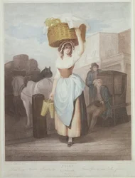 Morangos, morangos escarlates, placa 9 de "os gritos de Londres", gravada por Giovanni Vendramini (1769-1839), pub. por Colnaghi und Co., 1795 (gravura de stipple)